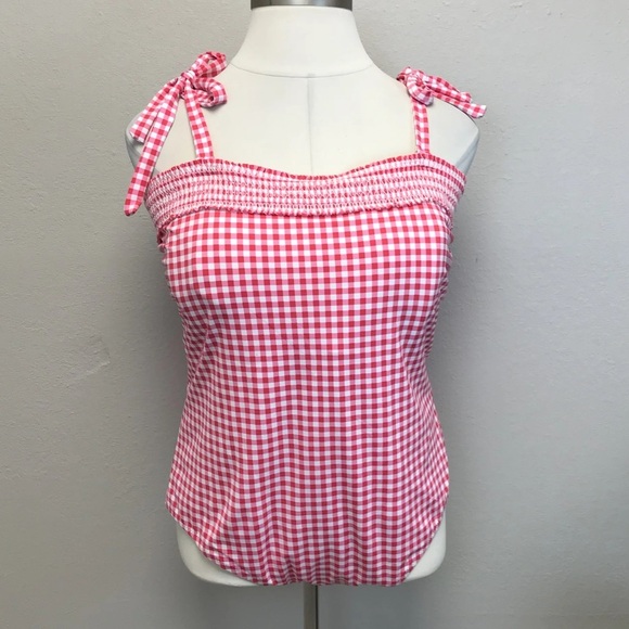 Draper James x Land’s End plus Size  Gingham Bandeau Swimsuit - Size 26 - Picture 1 of 4